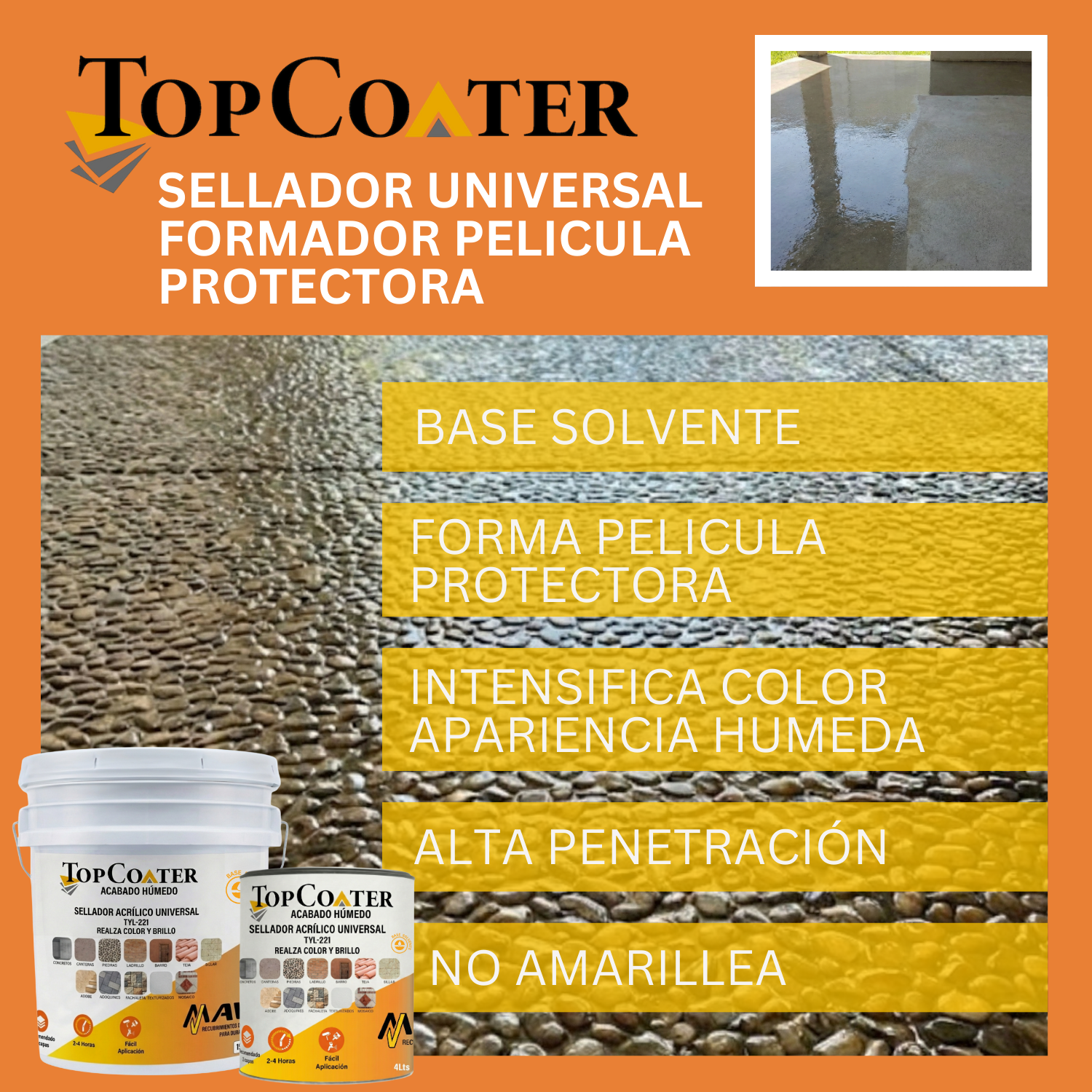 TopCoater Sellador Acrílico Acabado Húmedo Base Solvente