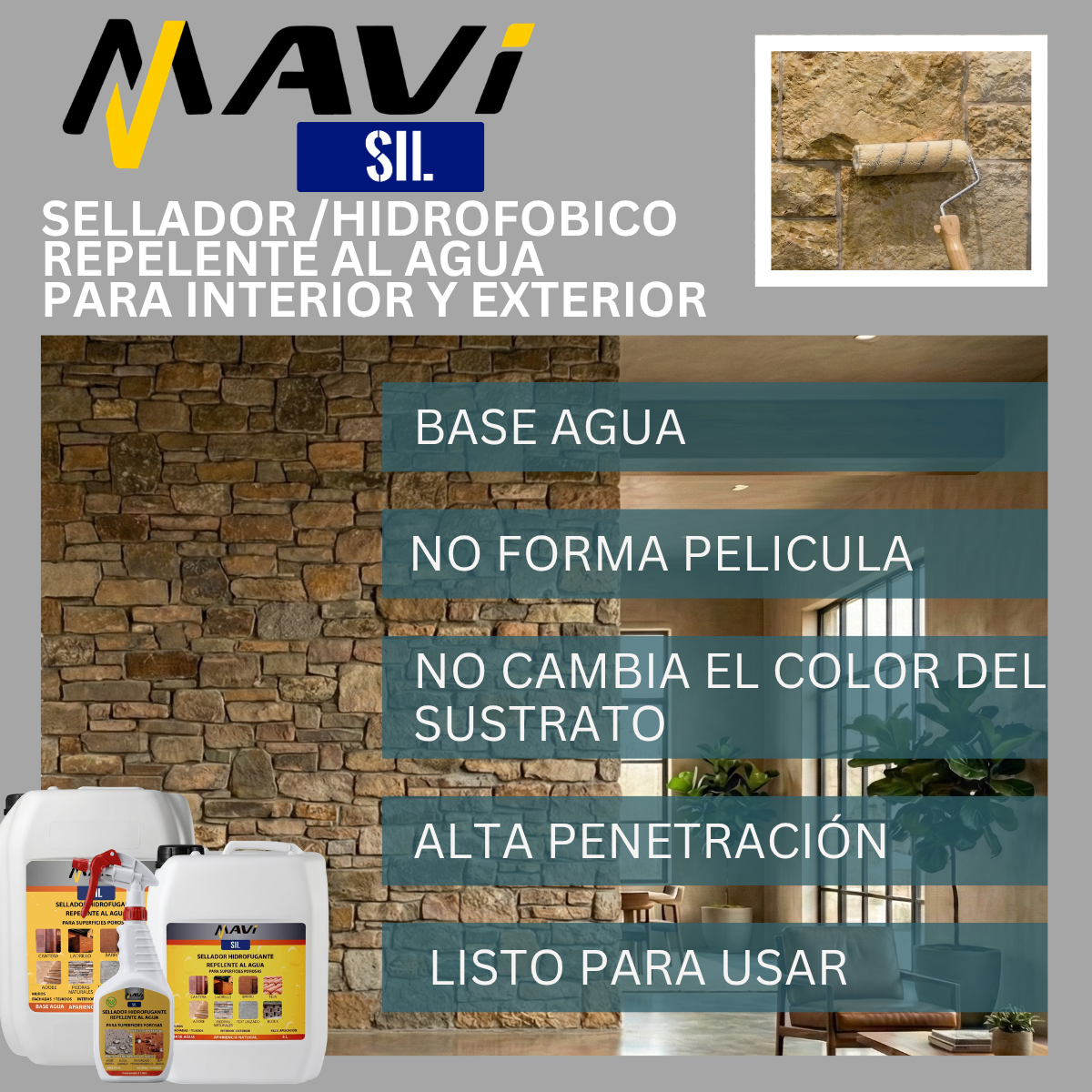 Sellador hidrofugante Repelente al Agua - Para superficies porosas