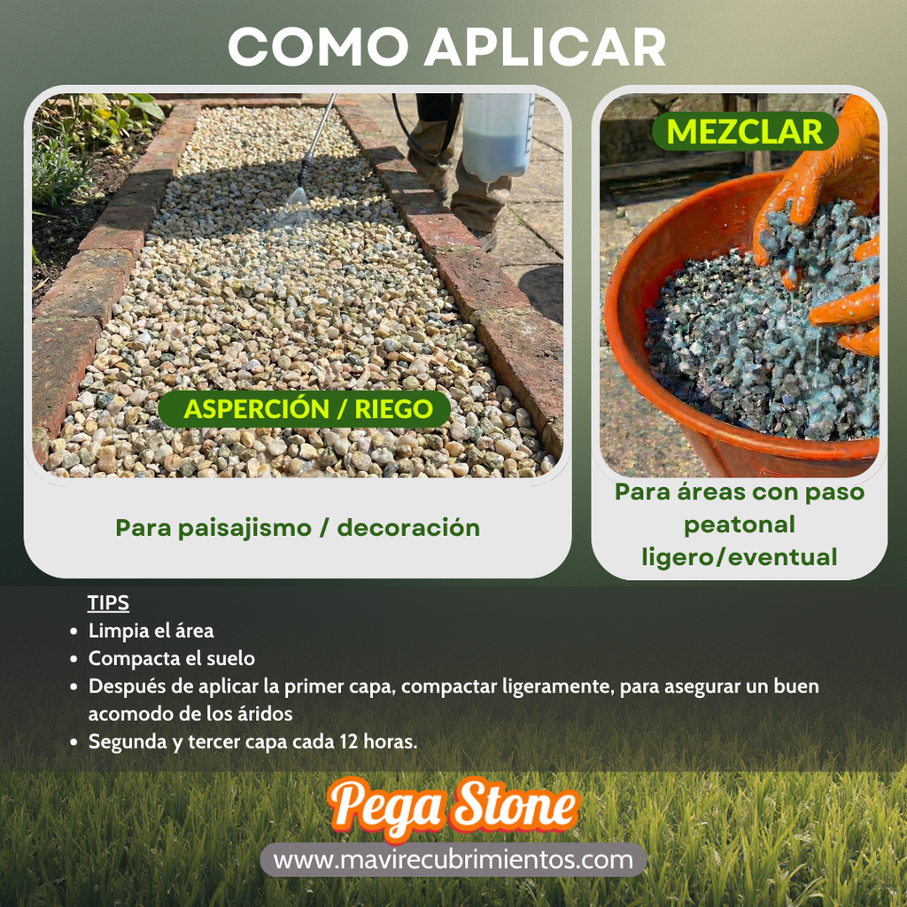 PegaStone - Pegamento Para Gravas Y Mantillo De Jardín
