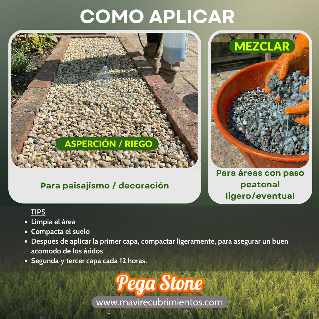 PegaStone - Pegamento Para Gravas Y Mantillo De Jardín