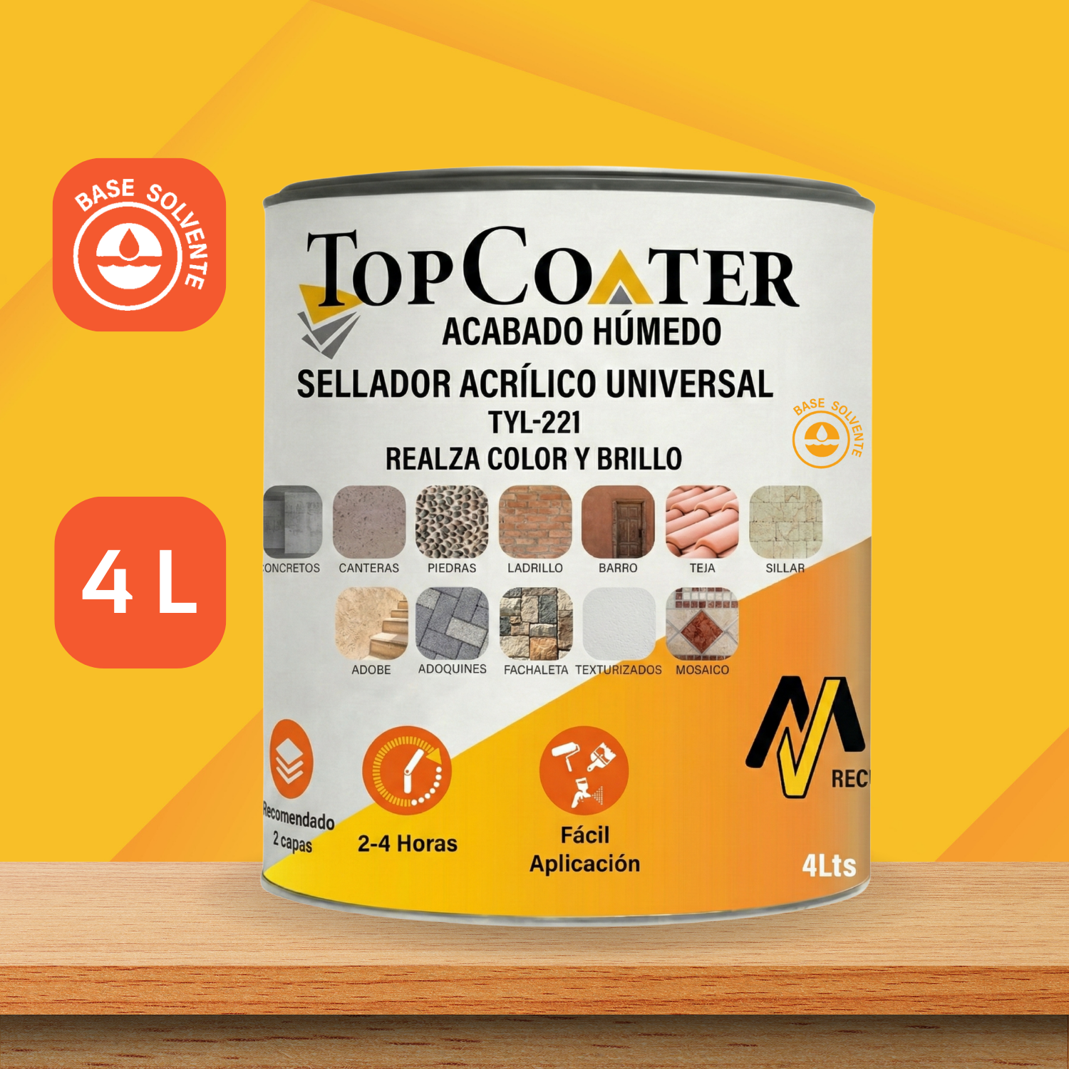 TopCoater Sellador Acrílico Acabado Húmedo Base Solvente